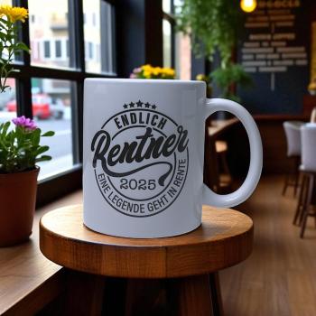 Keramiktasse Ruhestand Endlich Rentner personalisiert Kaffeebecher Teetasse Kaffeetassee - Artikel Nr. 1100080